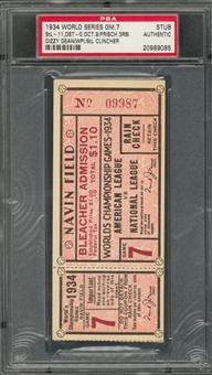 1934 World Series Game 7 Ticket Stub From 10/9/1934 - St. Louis Wins Title (PSA)